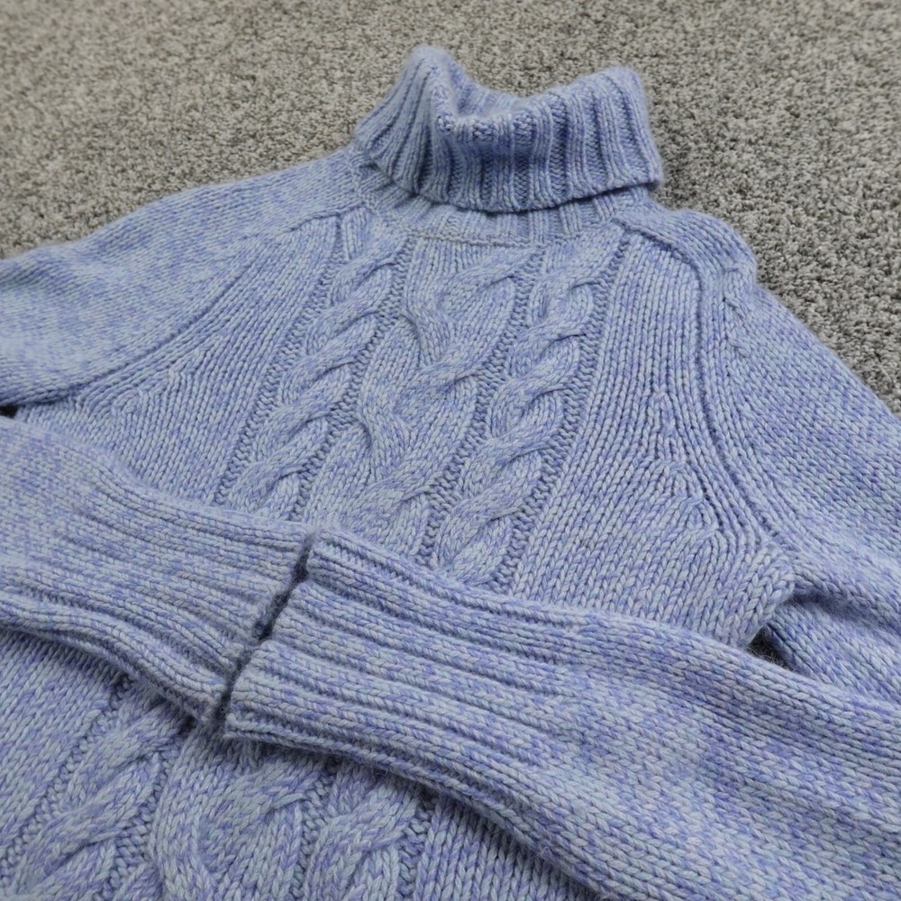 Express Sweater Womens M Blue Cashmere Merino Wool Angora Cable Knit Sweatshirt